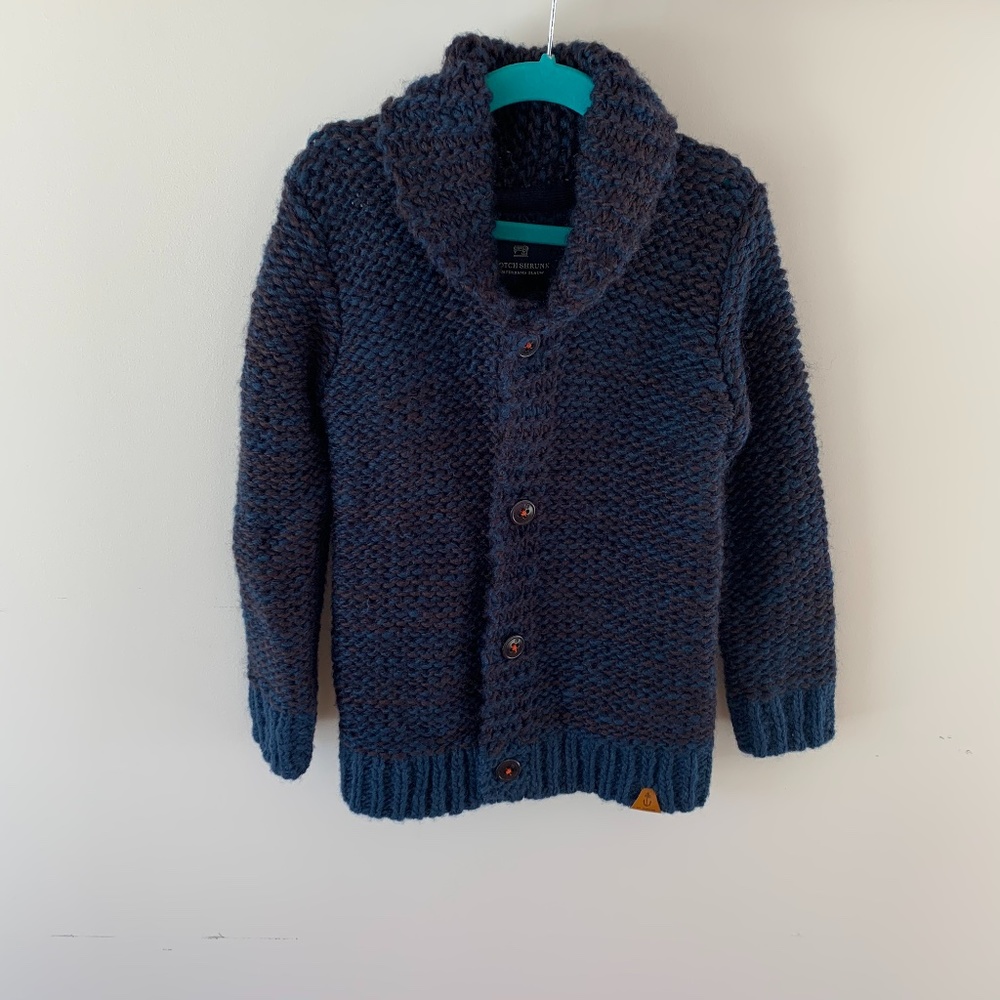 SCOTCH SHRUNK NAVY CARDIGAN SWEATER SIZE 8